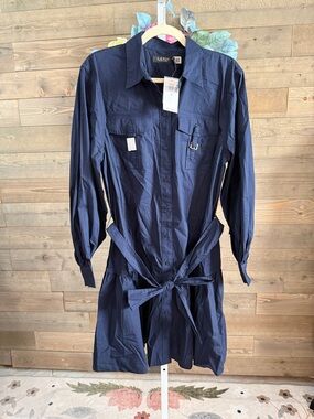 Lauren Ralph Lauren Navy Blue women’s Shirt dress with belt size 10